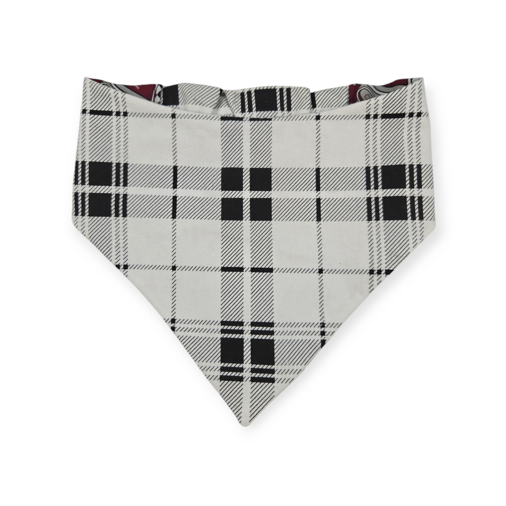 Aggies/ Black & White Plaid Slip-on Scrunchie Bandana (Large)