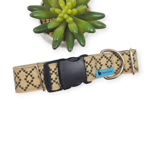 Beige w/black diamonds Dog Collar (Large, 1.5" wide)