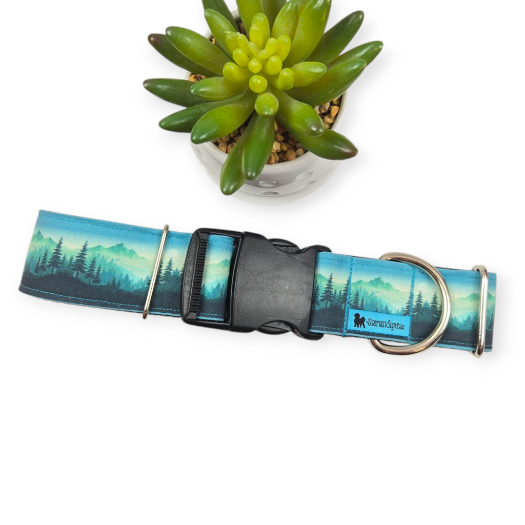 Mountain Forest Dog Collar (Large, 1.5" wide)