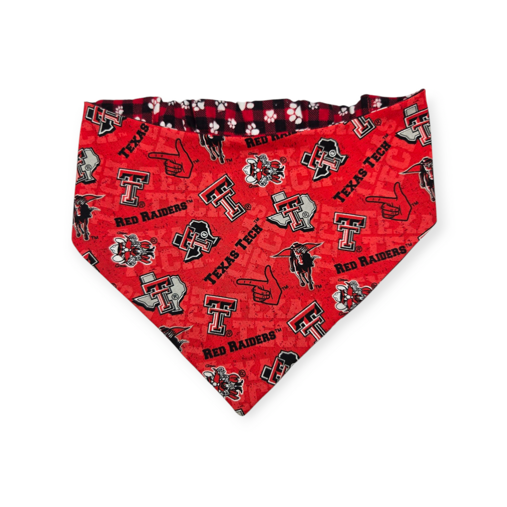 Raiders/Paws on Buffalo Plaid Reversible Slip-on Scrunchie Bandana (Medium/Large)