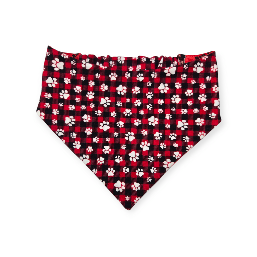 Raiders/Paws on Buffalo Plaid Reversible Slip-on Scrunchie Bandana (Medium/Large)