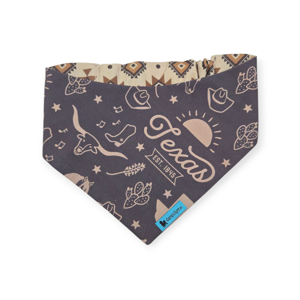 Texas Western Americana/Brown Southwestern Reversible Slip-on Scrunchie Bandana (Medium)