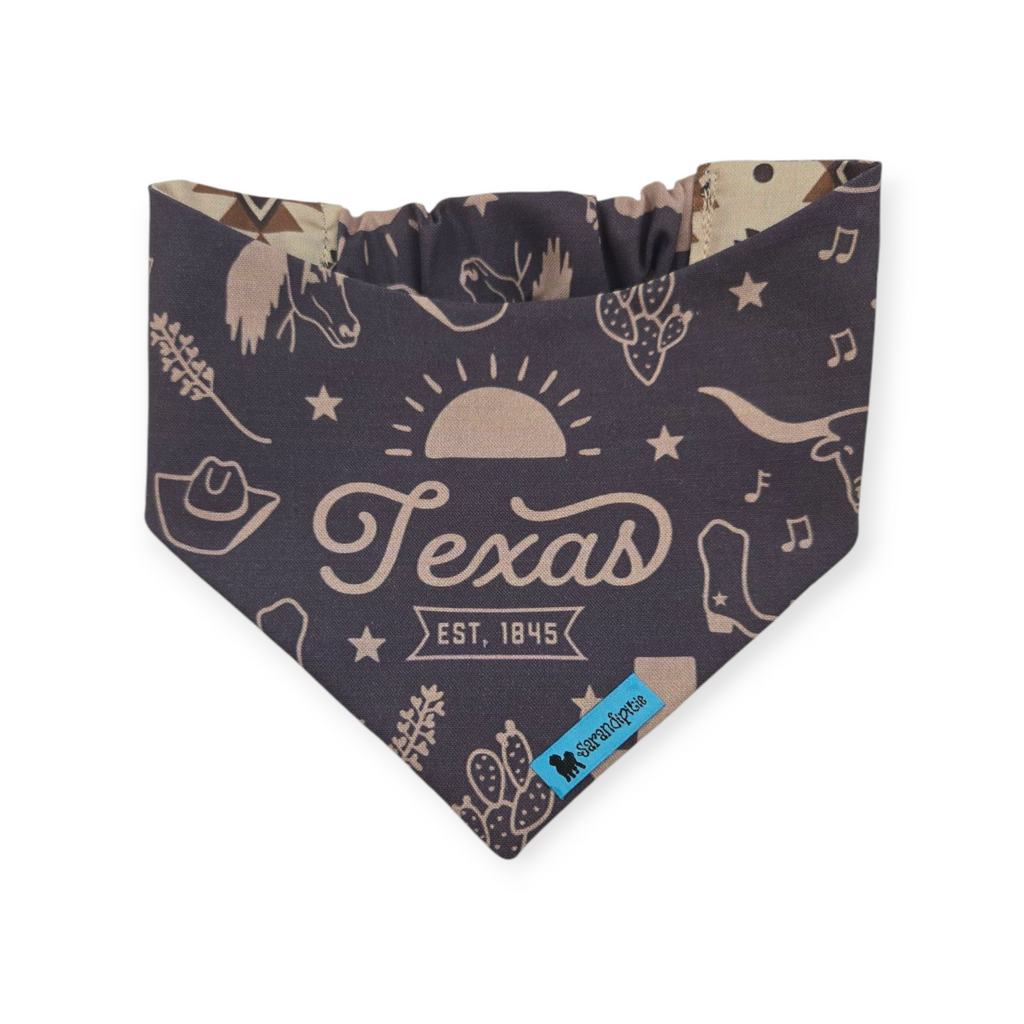 Texas Western Americana/Brown Southwestern Reversible Slip-on Scrunchie Bandana (Small)