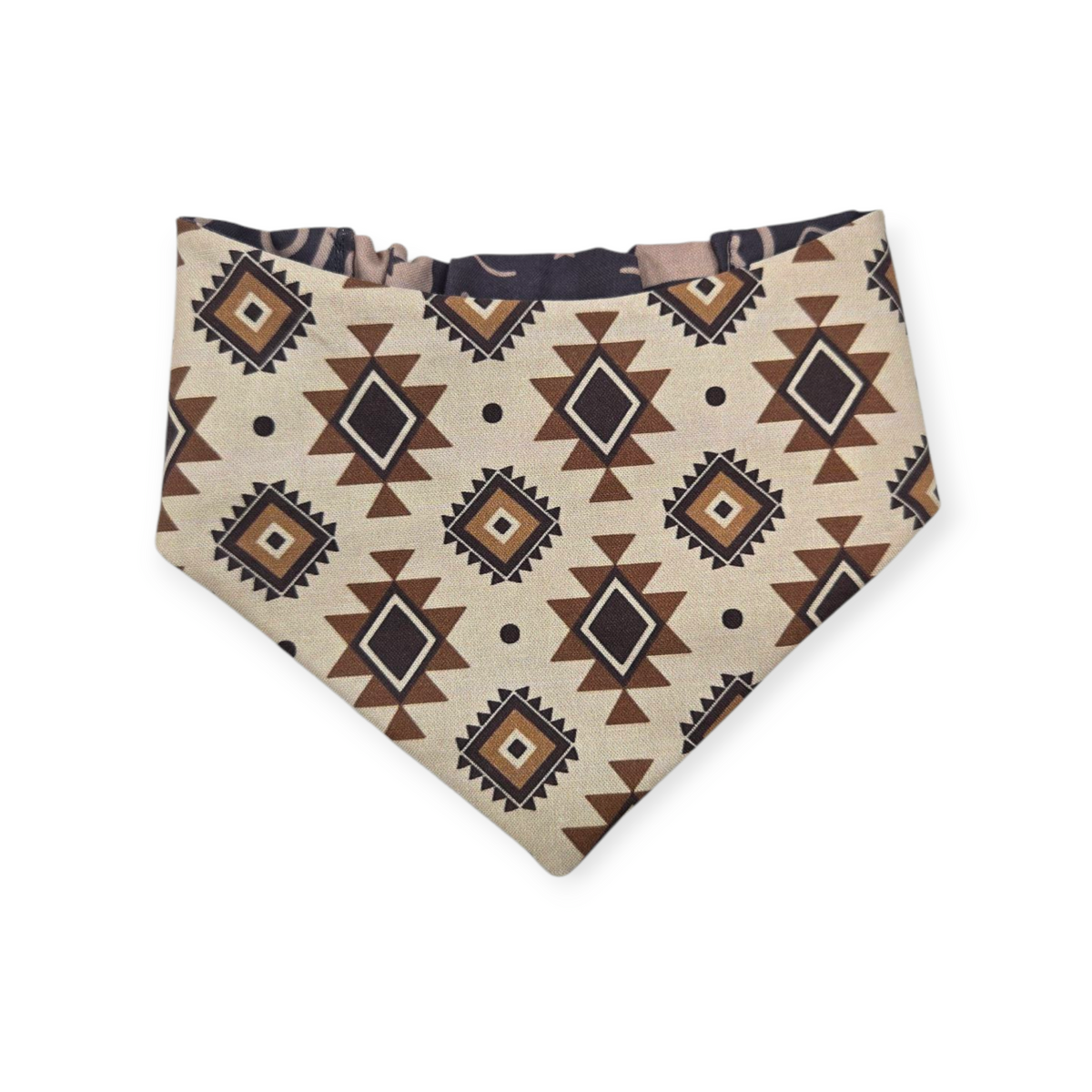 Texas Western Americana/Brown Southwestern Reversible Slip-on Scrunchie Bandana (Small)