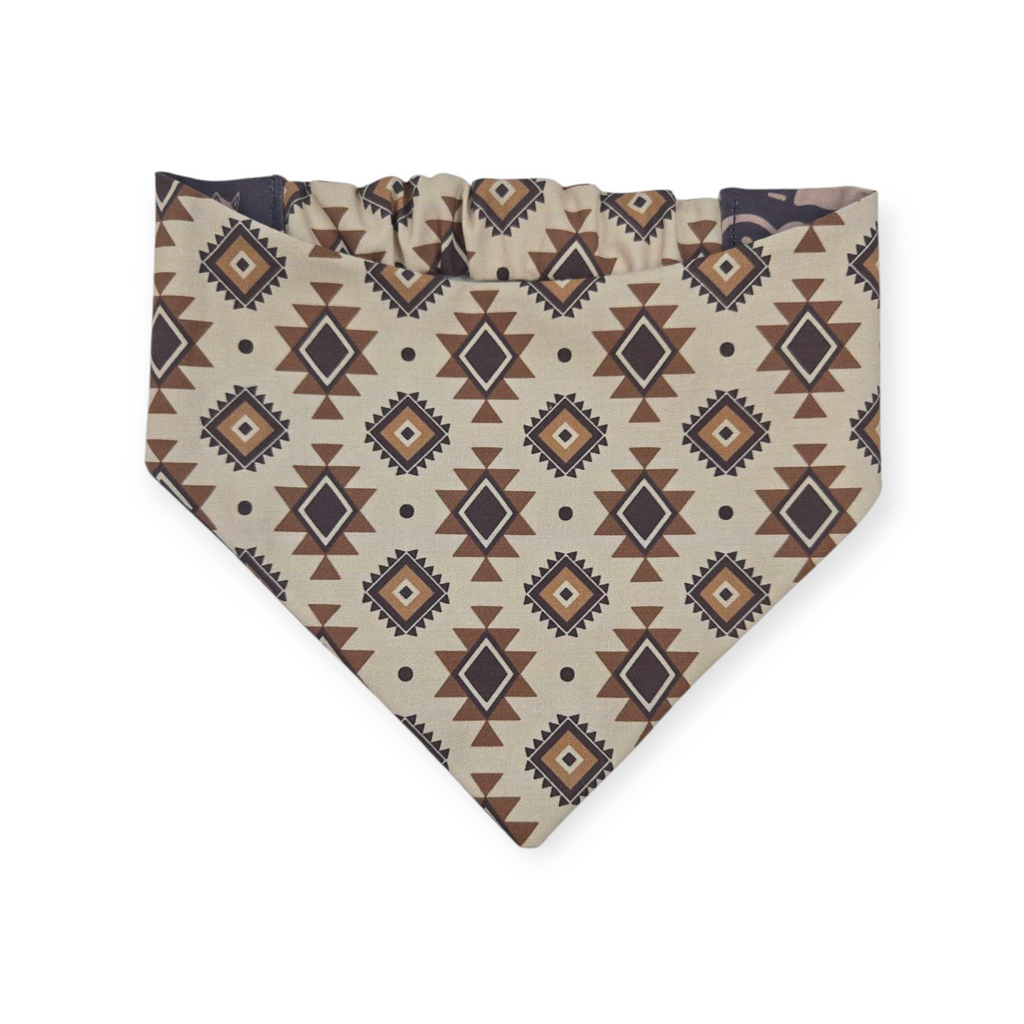 Texas Western Americana/Brown Southwestern Reversible Slip-on Scrunchie Bandana (Medium/Large)