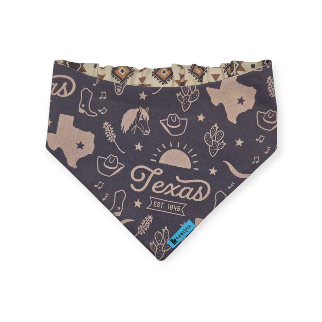 Texas Western Americana/Brown Southwestern Reversible Slip-on Scrunchie Bandana (Medium/Large)