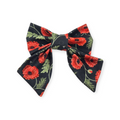 Poppies and Bees on Dark Sailor Bow - 4"