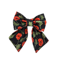 Poppies and Bees on Dark Sailor Bow - 5"