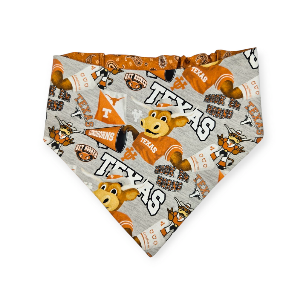 UT Mascot/Rust Orange Paisley Slip-on Scrunchie Bandana (X-Large)