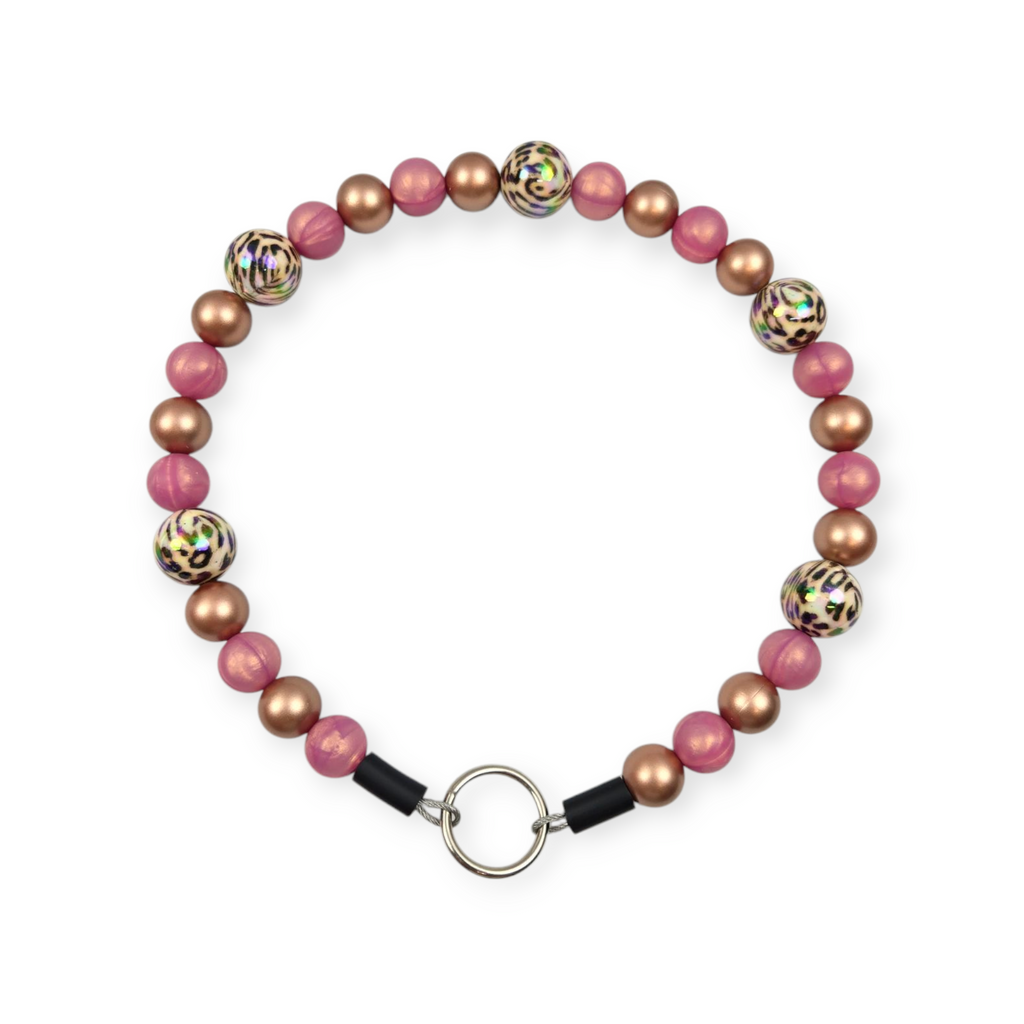 Shimmer Mauve & Gold Beaded Collar - 19"