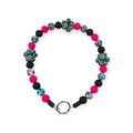 Black, Pink & Leopard Paws Beaded Collar - 18.5"