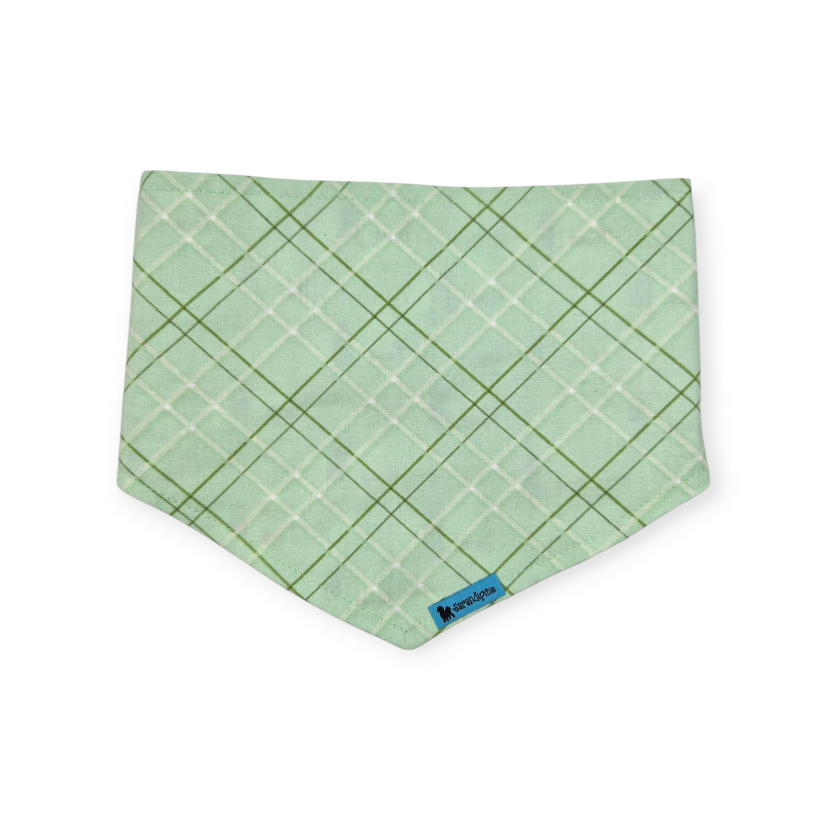 Bluebonnets & Texas /Mint Plaid Reversible Tie-on Bandana (Medium)