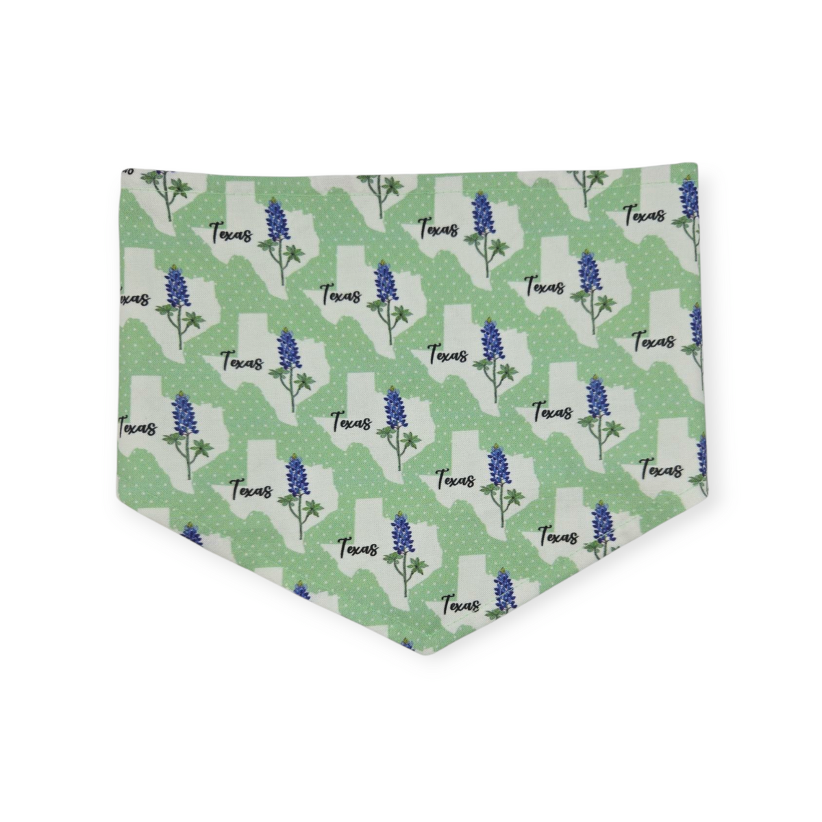 Bluebonnets & Texas /Mint Plaid Reversible Tie-on Bandana (Medium)