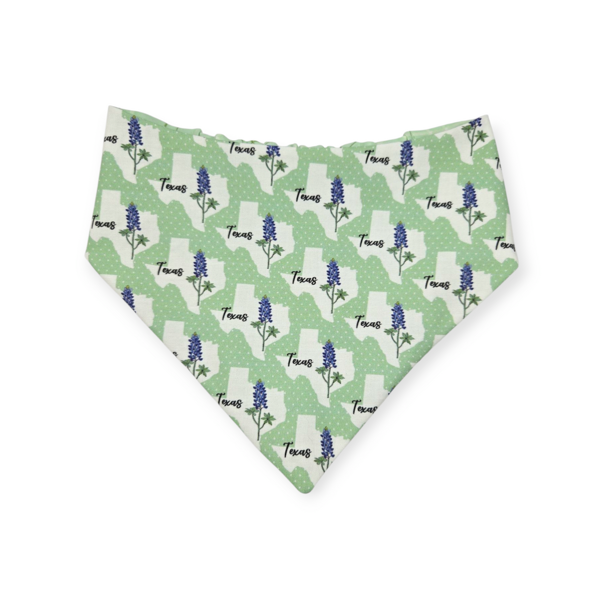 Bluebonnets & Texas /Mint Plaid Reversible Slip-on Scrunchie Bandana (Medium/Large)
