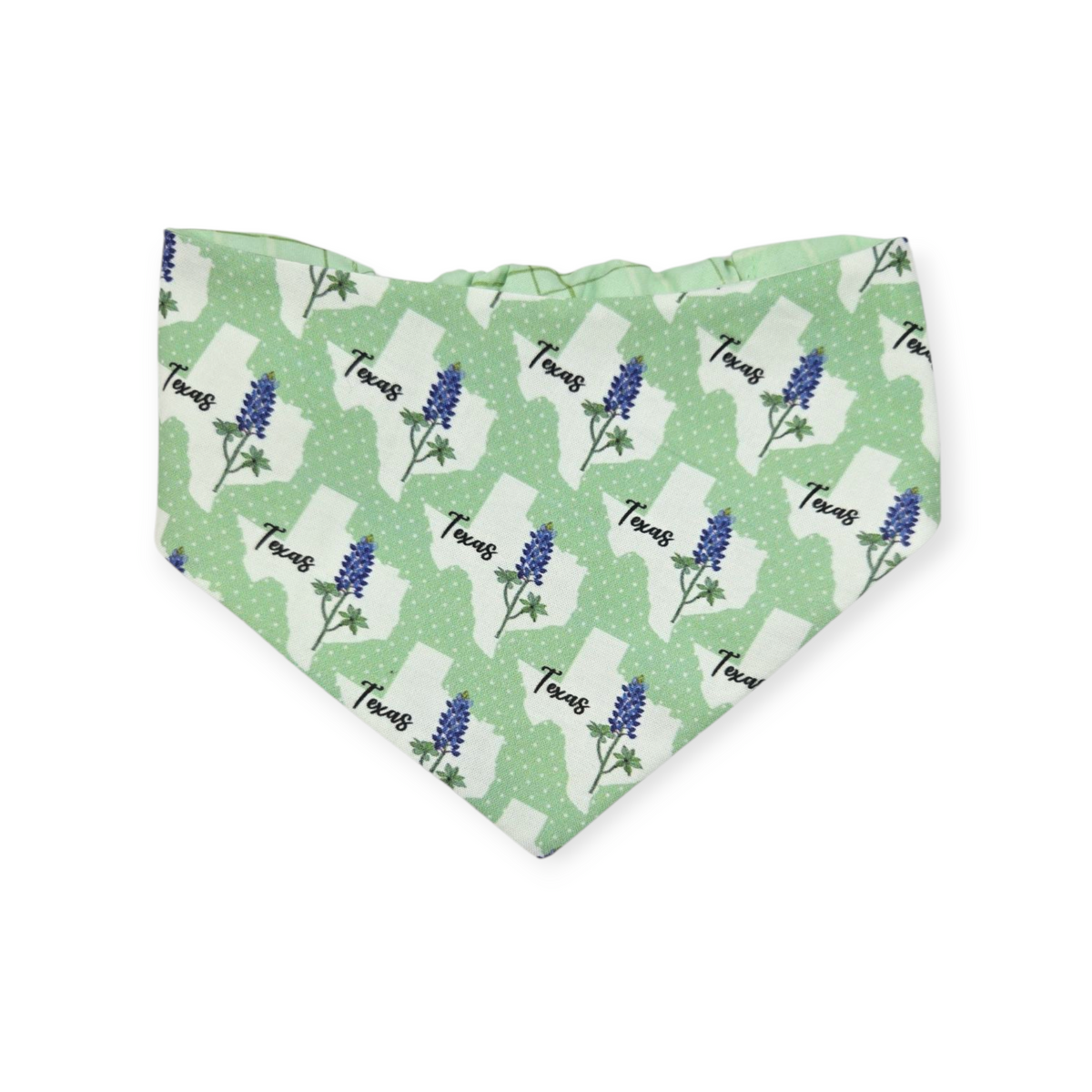 Bluebonnets & Texas /Mint Plaid Reversible Slip-on Scrunchie Bandana (Medium)