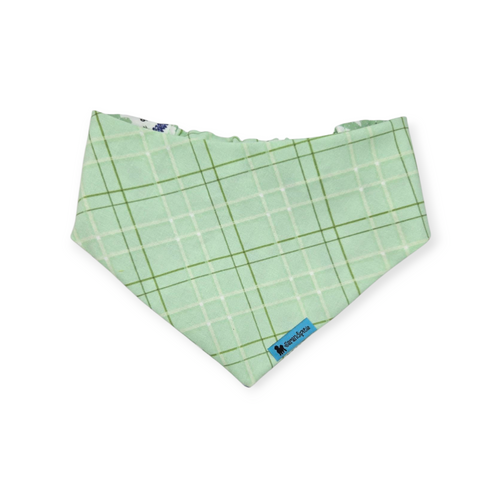 Bluebonnets & Texas /Mint Plaid Reversible Slip-on Scrunchie Bandana (Medium)