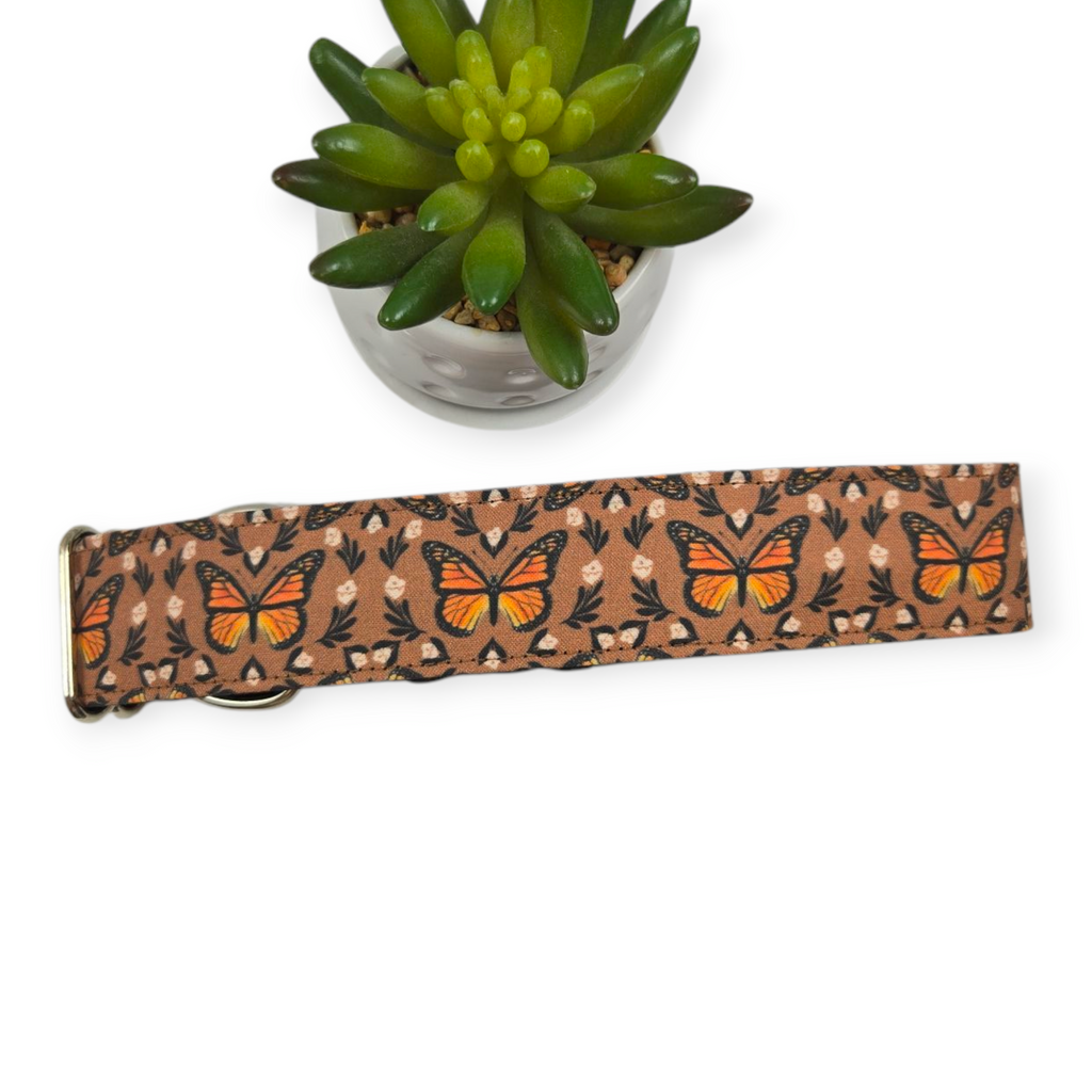 Monarch Butterfly Dog collar (X-Large, 1.5" wide)