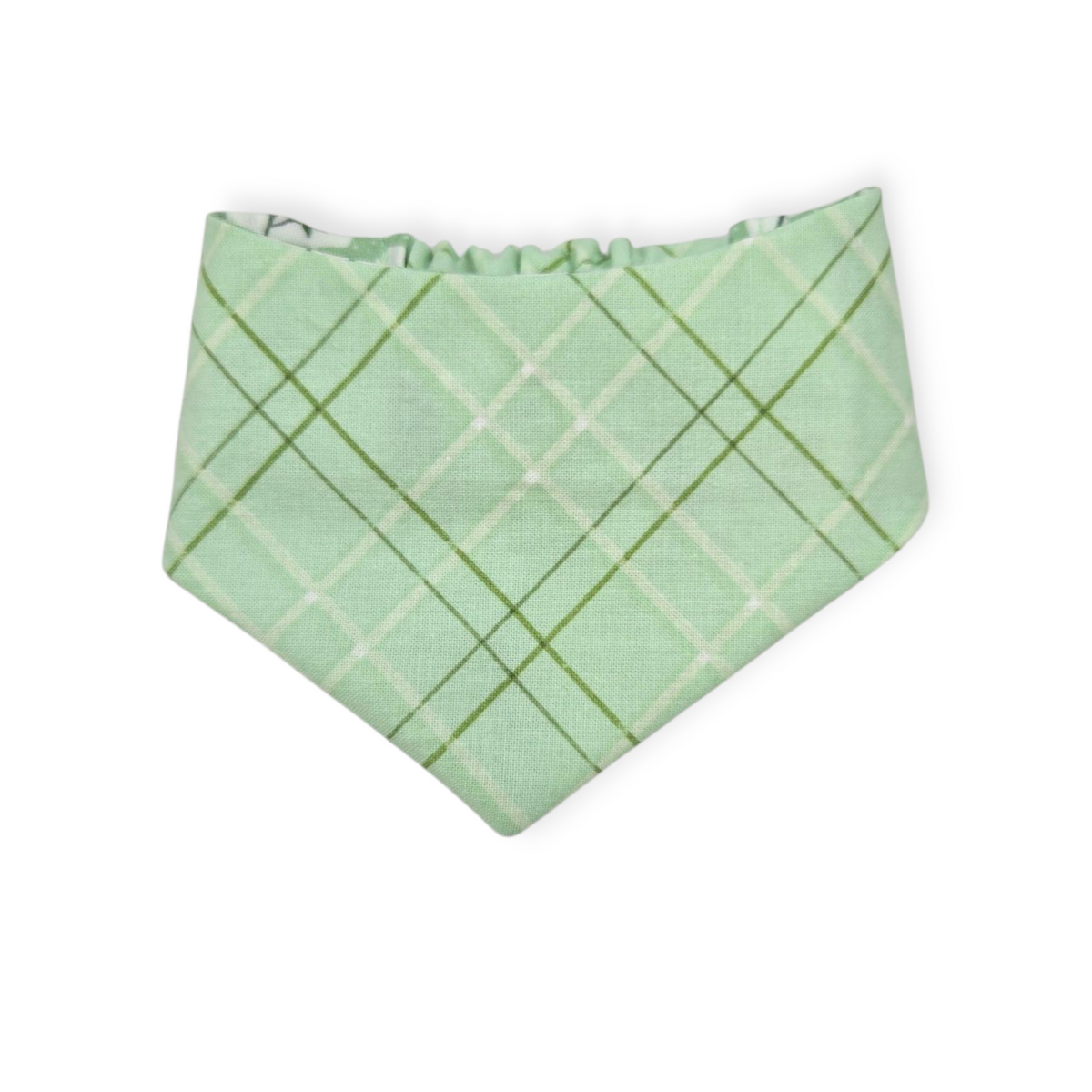 Bluebonnets & Texas /Mint Plaid Reversible Slip-on Scrunchie Bandana (X-Small)