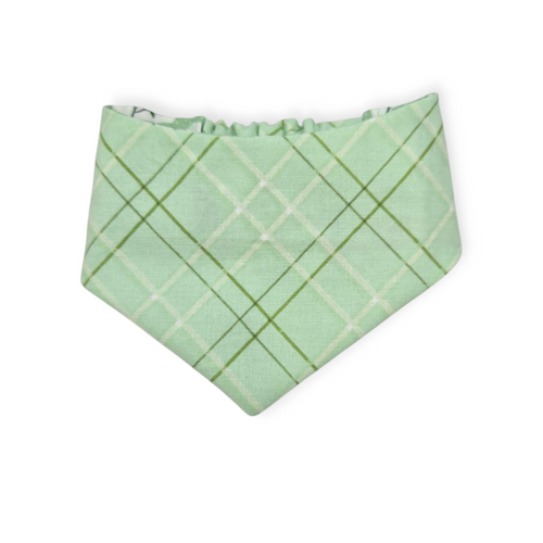 Bluebonnets & Texas /Mint Plaid Reversible Slip-on Scrunchie Bandana (X-Small)