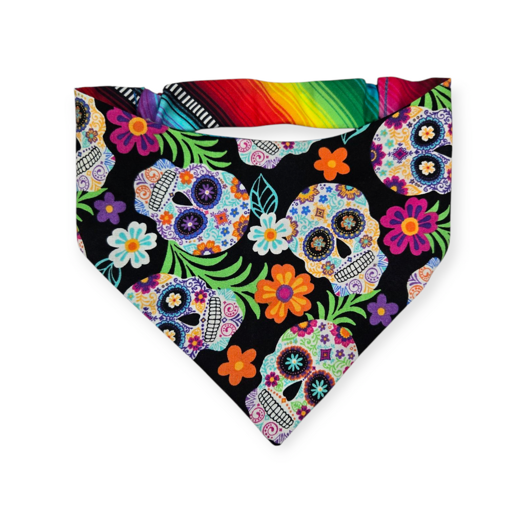 Tropical Sugar Skulls/In Queso Emergency Reversible Slip-on Scrunchie Bandana (Medium/Large)
