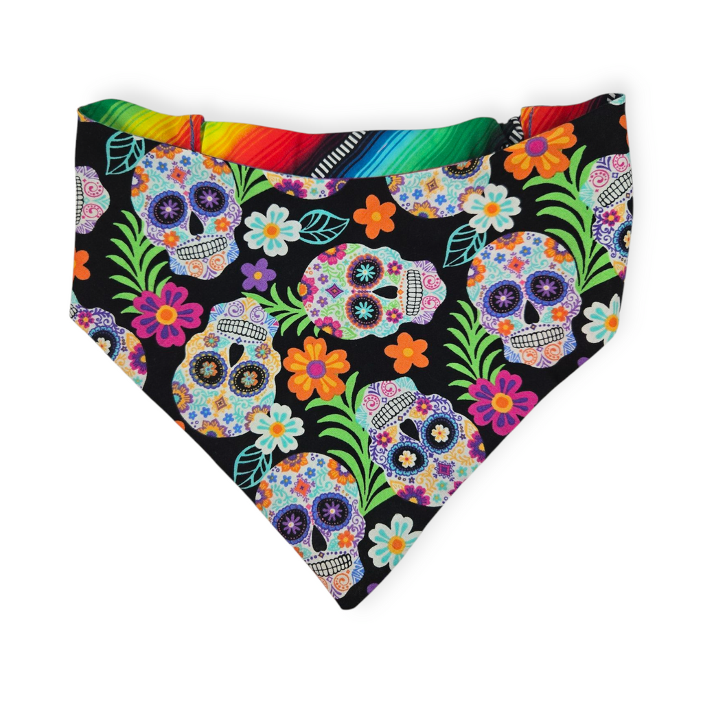 Tropical Sugar Skulls/In Queso Emergency Reversible Slip-on Scrunchie Bandana (Large/X-Large)