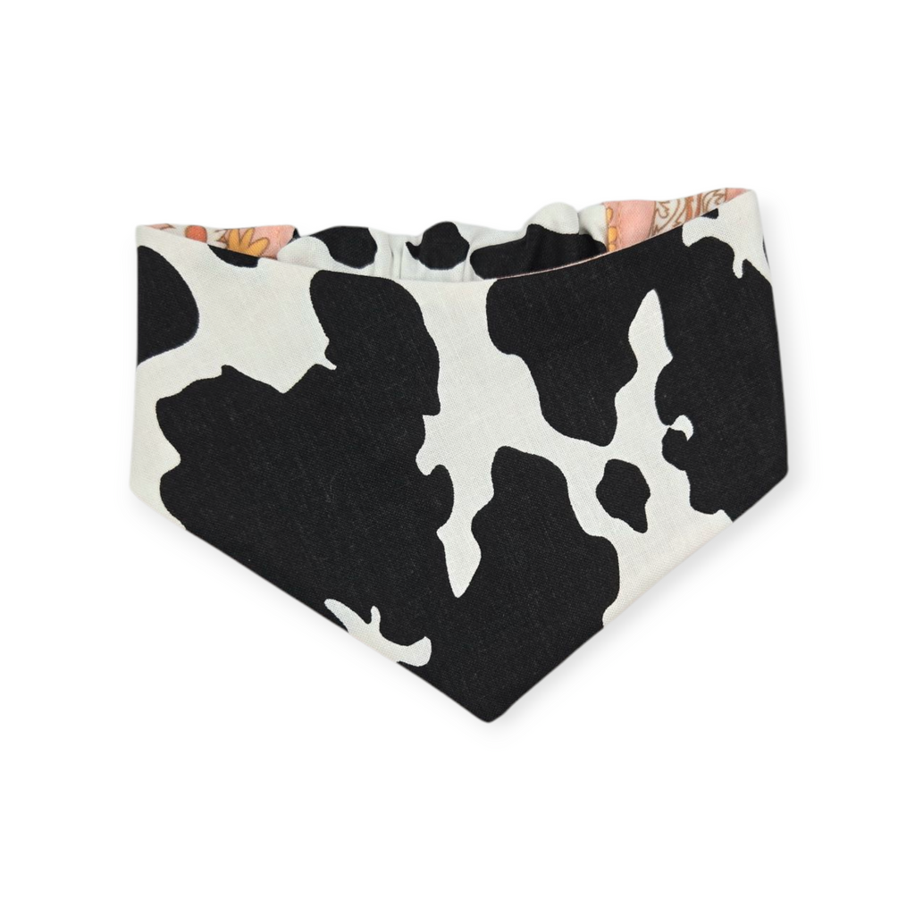 Disco Cowgirl/Cow Spots Reversible Slip-on Scrunchie Bandana (X-Small/Small)