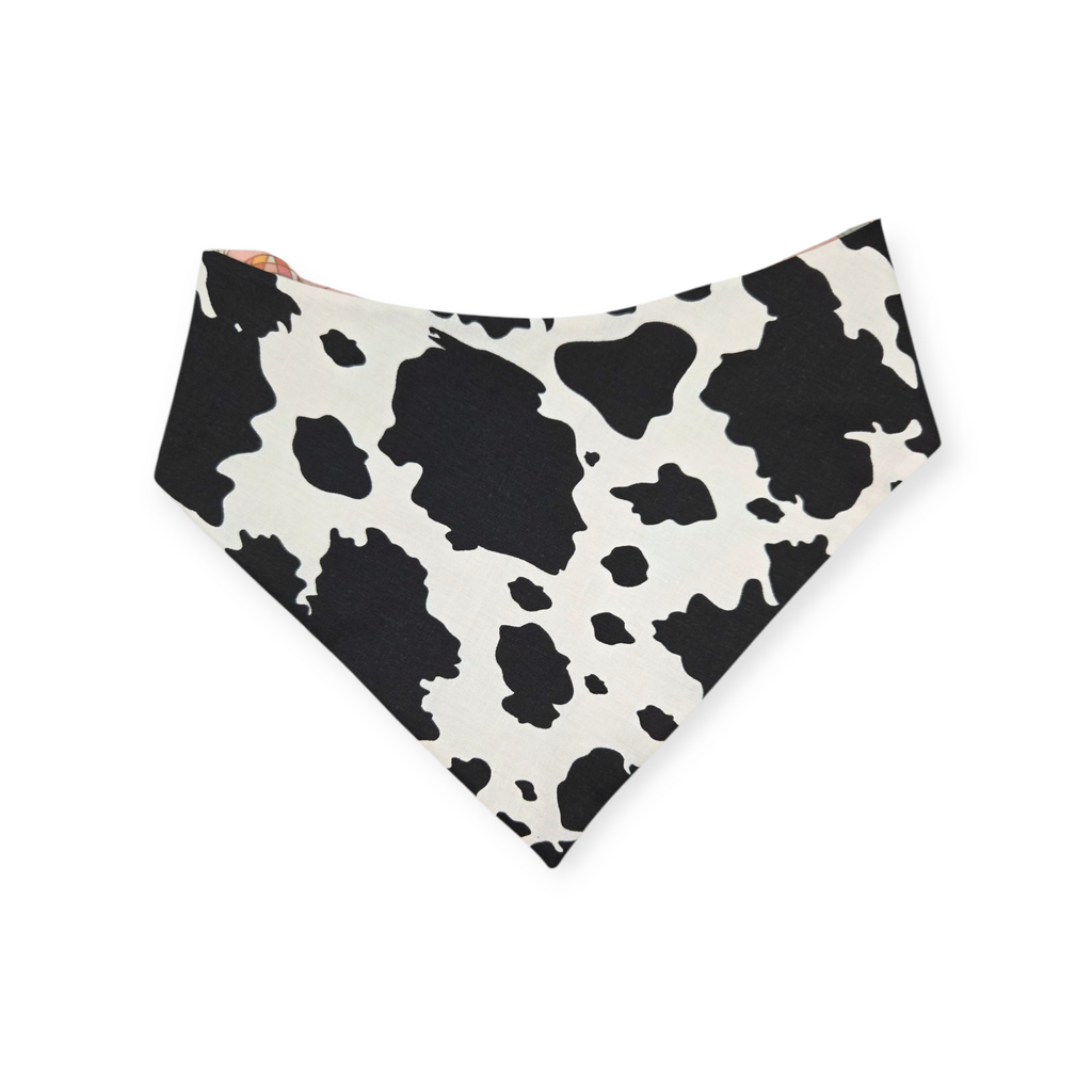 Disco Cowgirl/Cow Spots Reversible Slip-on Scrunchie Bandana (Large/X-Large)