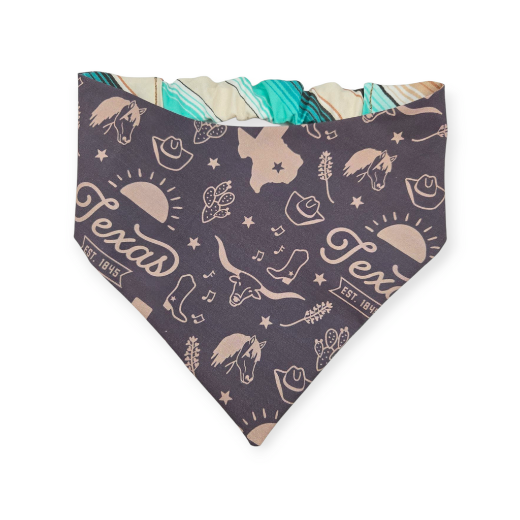 Texas Western Americana/Teal Serape Reversible Slip-on Scrunchie Bandana (Large)