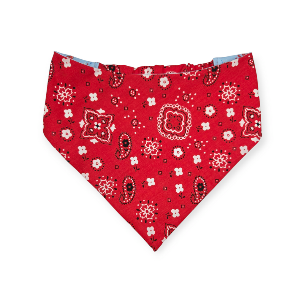 I Hate Fireworks/Red Paisley Reversible Slip-on Scrunchie Bandana (Large)