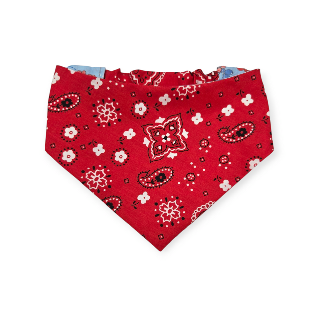 I Hate Fireworks/Red Paisley Reversible Slip-on Scrunchie Bandana (Medium)