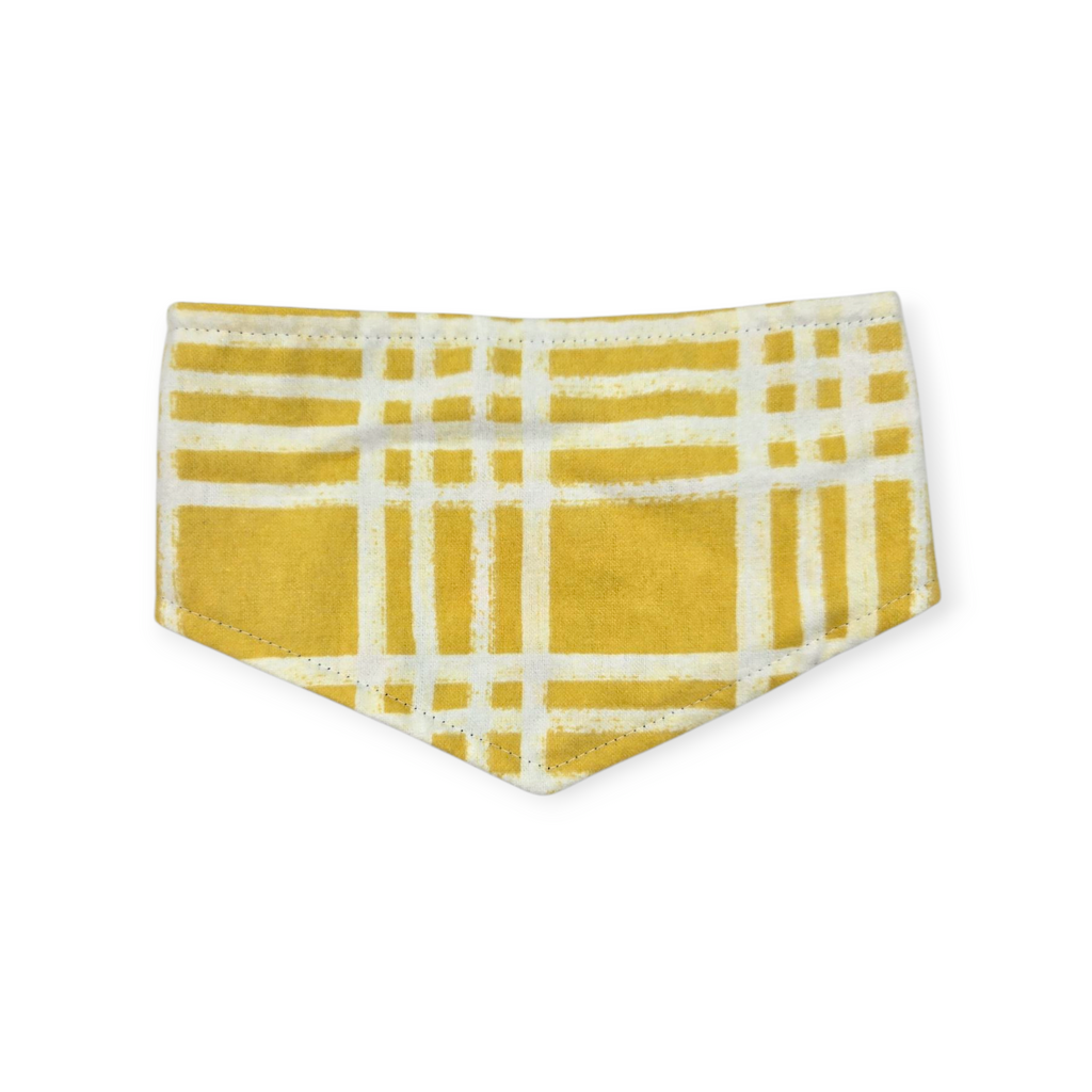 Brushstroke Flowers/Yellow Plaid Reversible Tie-on Bandana (X-Small)