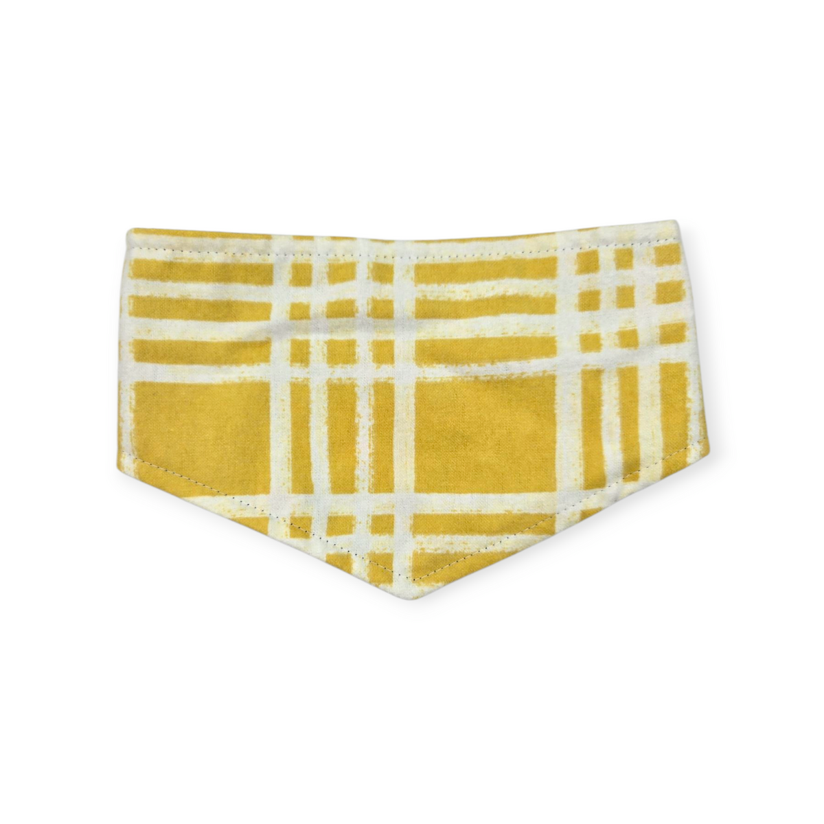 Brushstroke Flowers/Yellow Plaid Reversible Tie-on Bandana (X-Small)