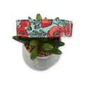 Poppy Floral on Blue Dog Collar (Large)