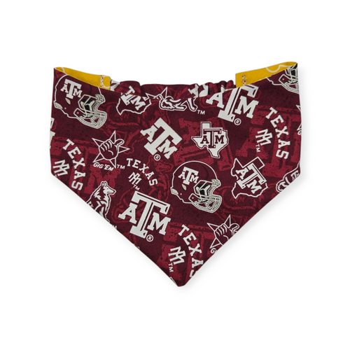 A&M/Mustard Bones Reversible Slip-on Scrunchie Bandana (Small)