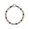 Mauve Daisy, Navy, Lilac & Mustard Beaded Collar - 19.75"