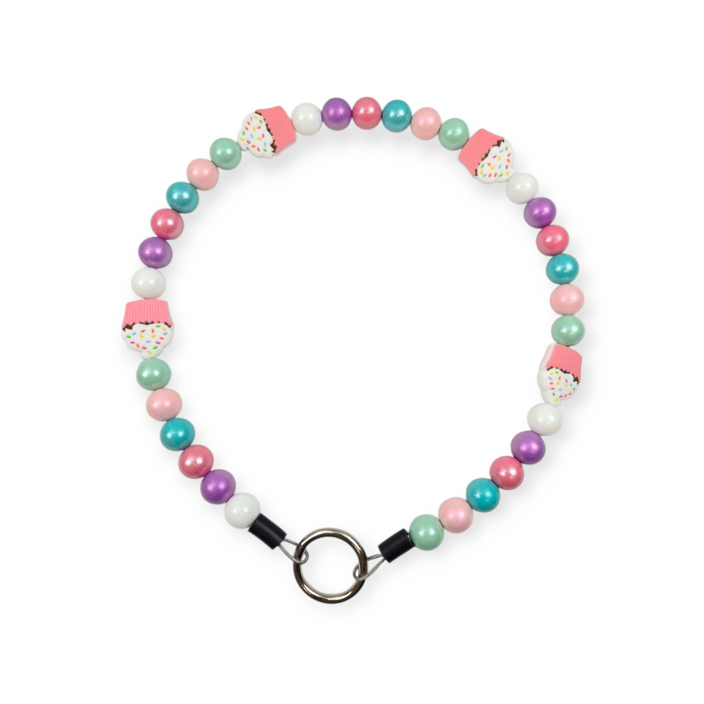 Pink Cupcakes Beaded Collar - 23.5"