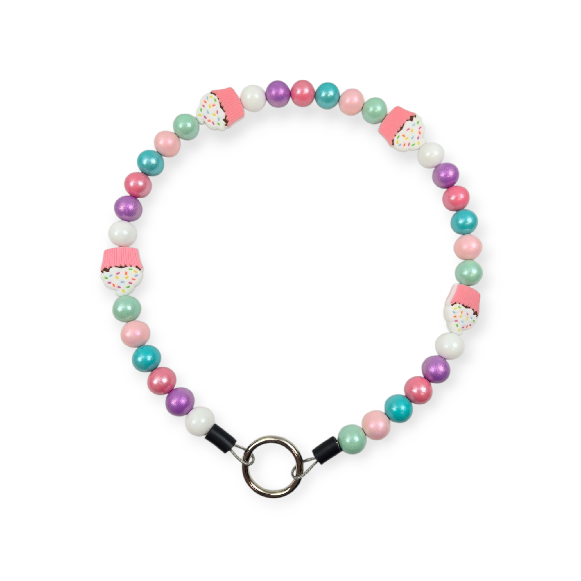 Pink Cupcakes Beaded Collar - 23.5"