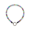 Lilac, Gold & Aqua Beaded Collar - 19"