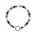 Pink & Aqua Tie Dye Paws Beaded Collar - 18.5"