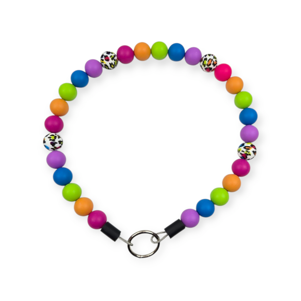 Rainbow Leopard Beaded Collar - 19"