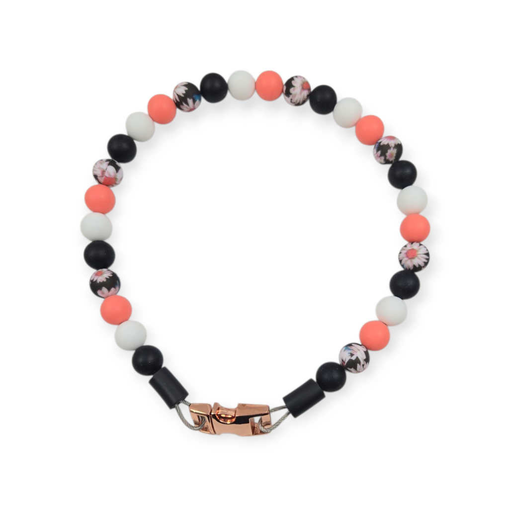 Salmon Daisy Beaded Collar - 16"