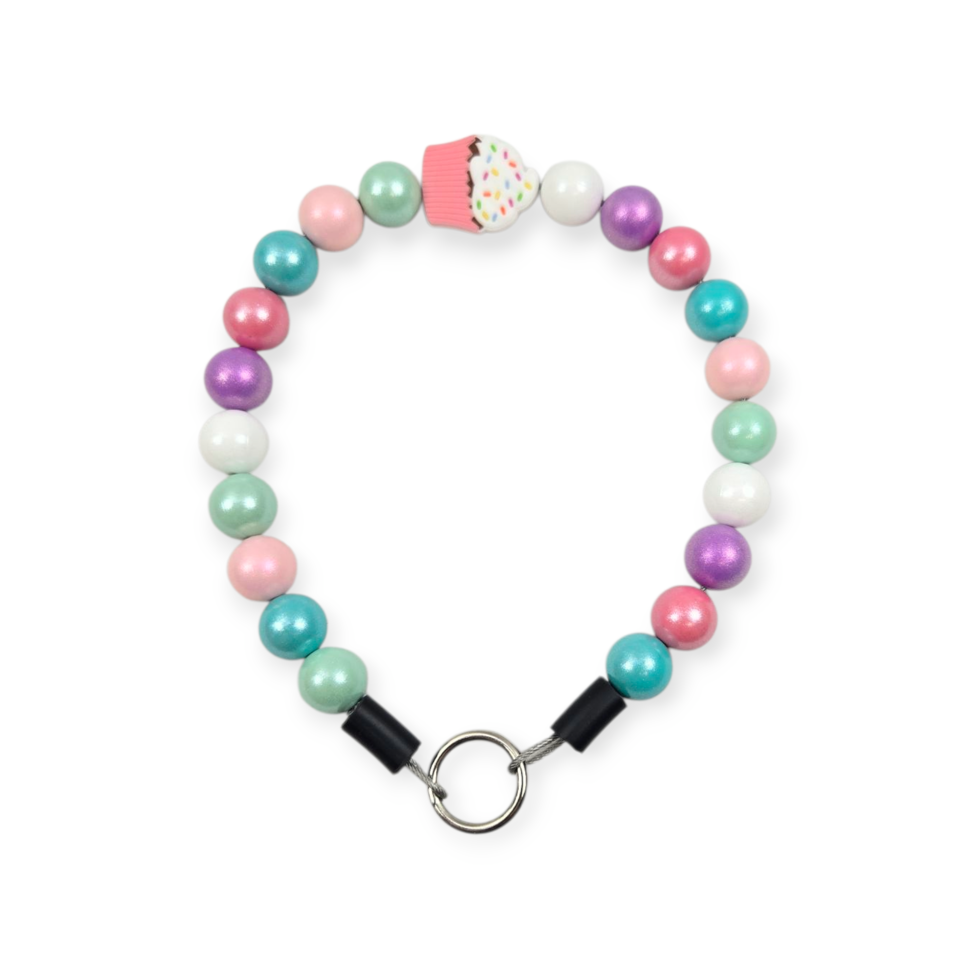 Pink Cupcake Beaded Collar - 15"