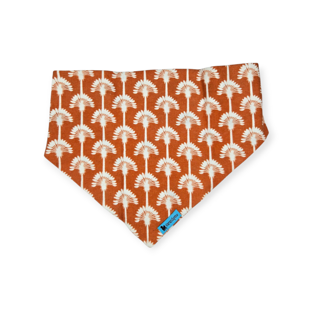 Pumpkin Fall Moon & Stars Boho/Art Deco Palms Reversible Slip-on Scrunchie Bandana (Large/X-Large)
