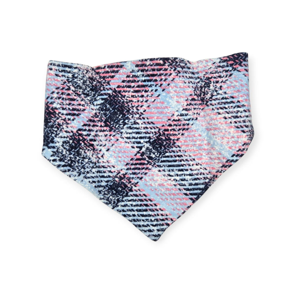 Rainbow Ghosts/Purple Distressed Plaid Slip-on Scrunchie Bandana (Medium)