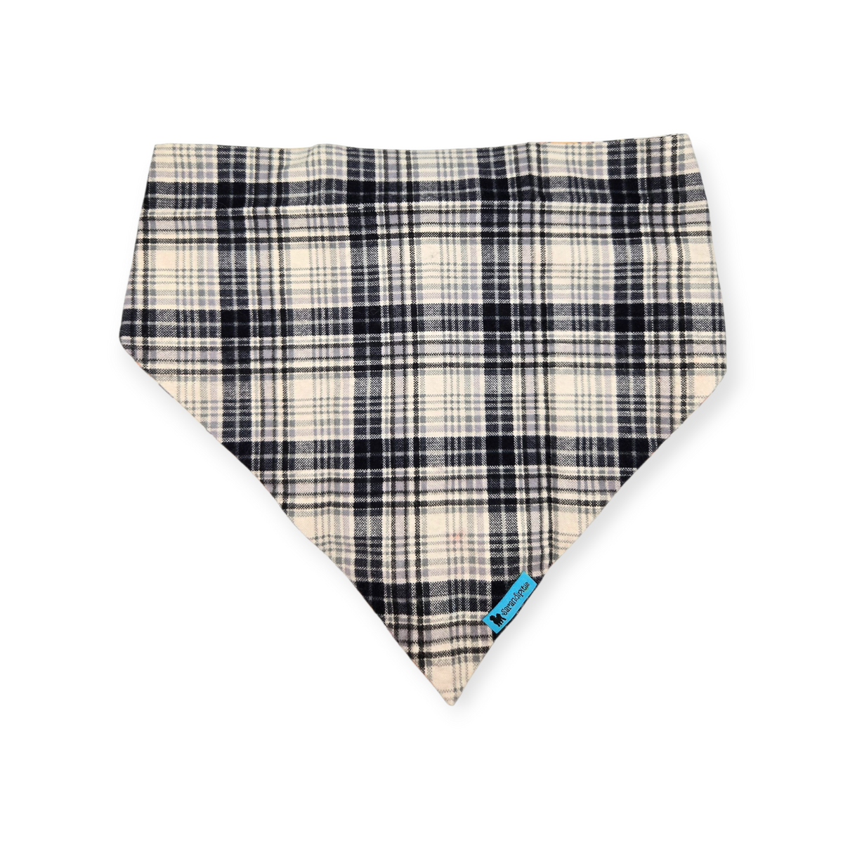 Halloween Night/Gray & Cream Plaid Reversible Slip-on Scrunchie Bandana (X-Large)