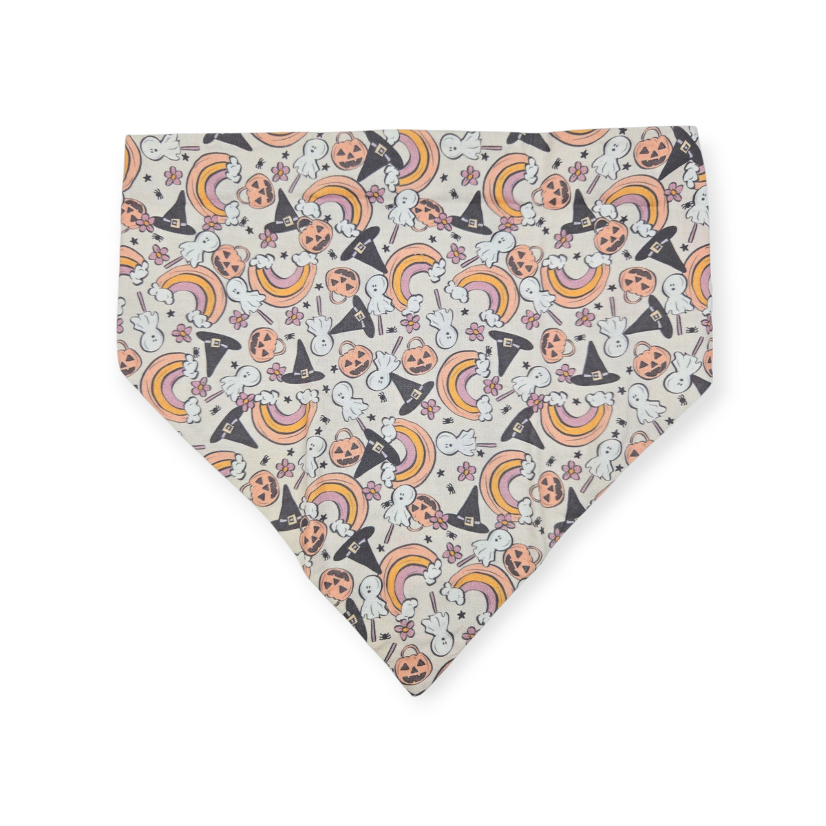 Halloween Night/Gray & Cream Plaid Reversible Slip-on Scrunchie Bandana (X-Large)