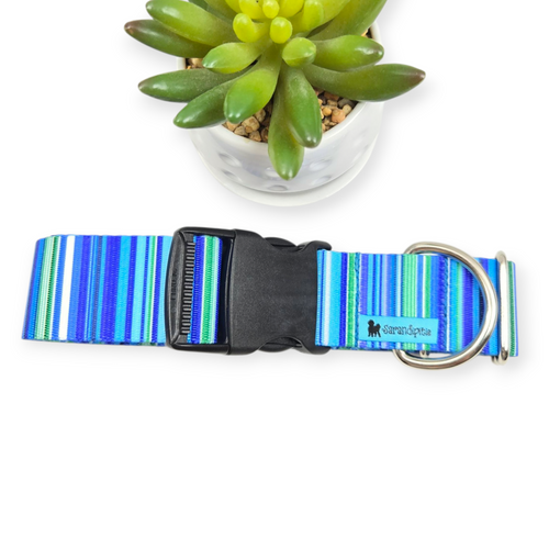 Blue Serape Dog Collar (Large, 1.5" wide)