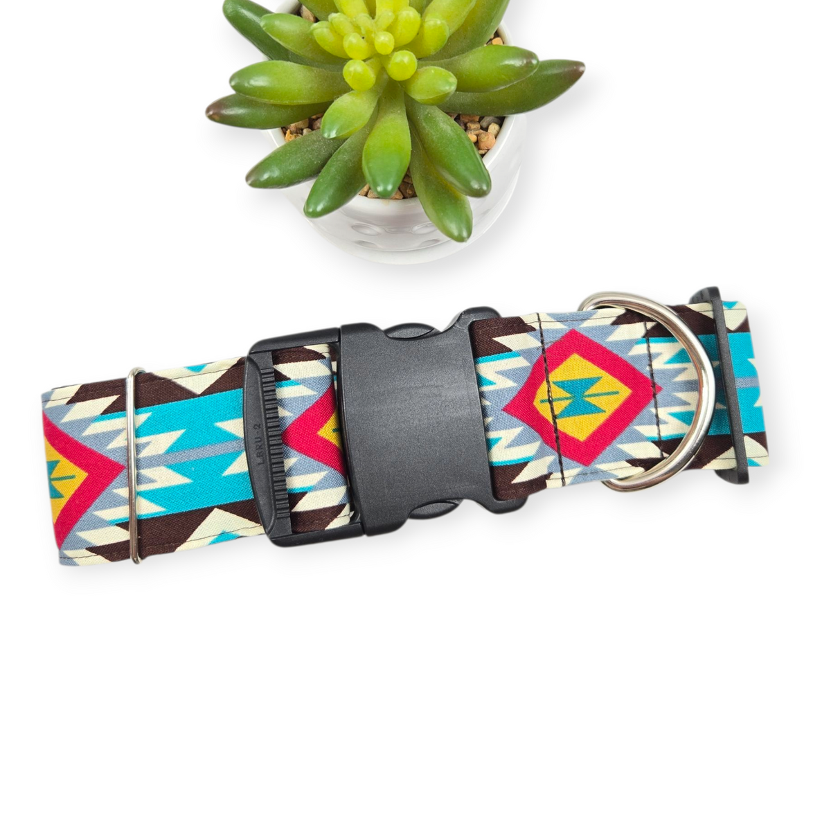 Tribal Turquoise Dog Collar (X-Large, 2" wide)