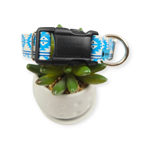 Blue Southwestern Dog Collar (Medium, 1" wide)