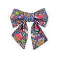 Gingerbread Houses on Dark Blue Sailor Bow - 4"
